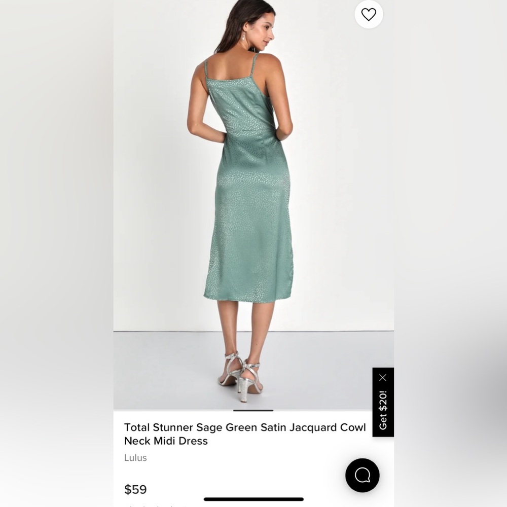 NWT Lulus Total Stunner Sage Green Satin Jacquard Cowl
Neck Midi Dress - Picture 2 of 5